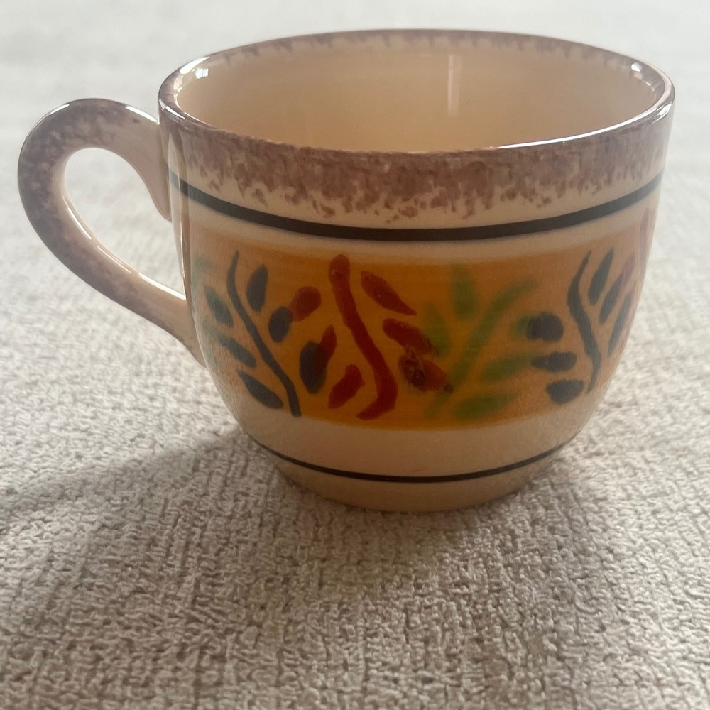 Vtg S Clement France Mustard Yellow Ceramic Coffee Cup Mug 5004 Hand Painted